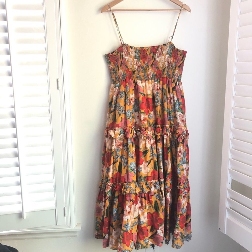 Nicholas Size 16 Smocked Floral Tiered Smocked Adjustable Strap Dress - Picture 2 of 12
